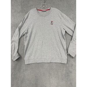 Fila Sweater Mens XL Gray Crewneck Pullover‎ Lightweight Logo Athletic Casual